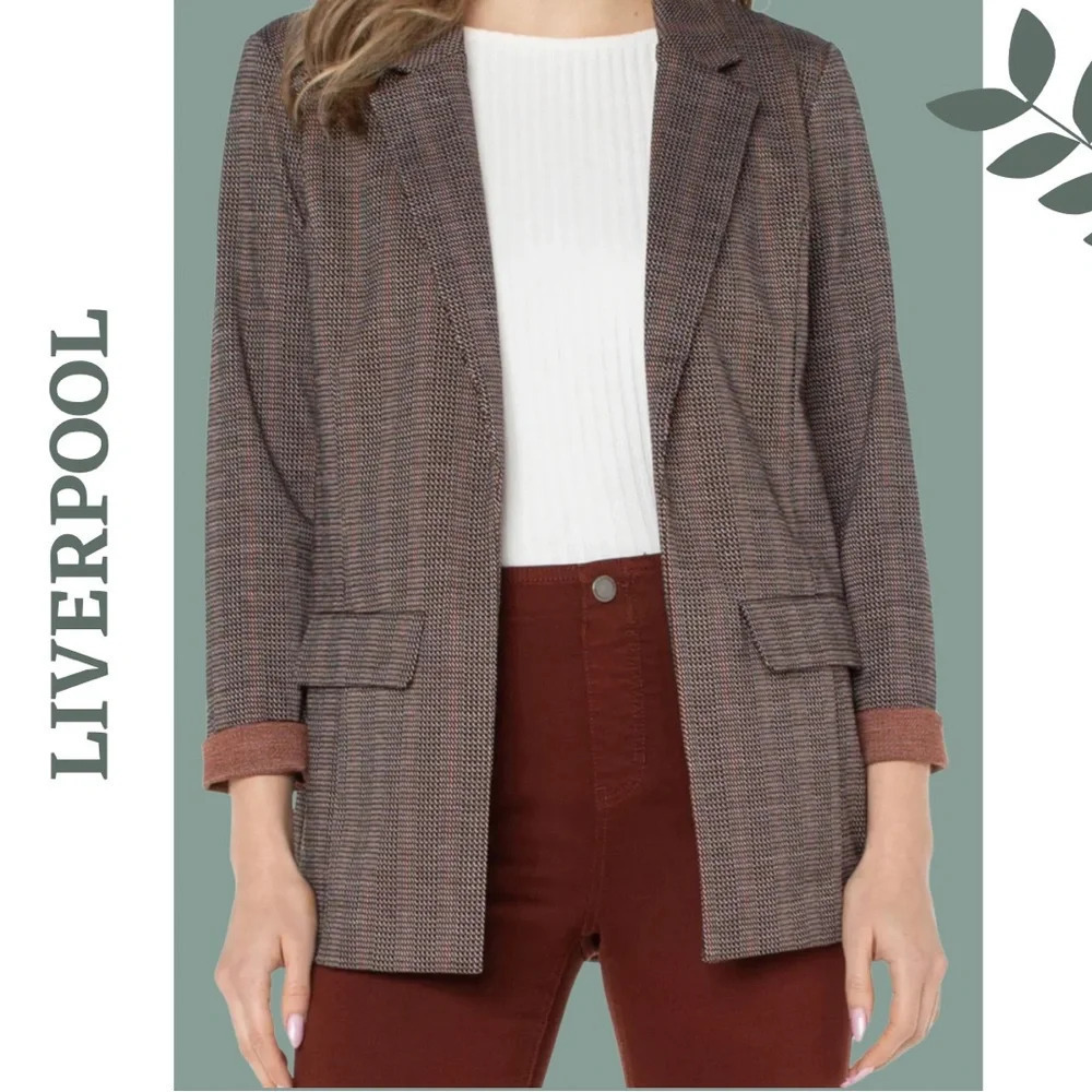 Liverpool LM1210CA71 Boyfriend Blazer with Princess Dart Brown Size Extra Large